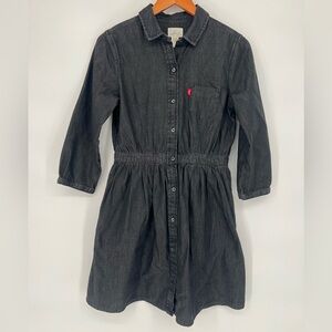 Levi's black denim chambray button-up 3/4 sleeve casual dress Size S
